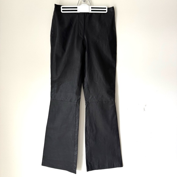 Hennes Collection Vintage Black Bootcut Genuine Leather Pants Sz 12 Mid Rise